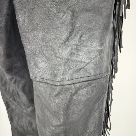 Allstate Leather chaps Black Fringe Size XL unisex lined buffalo - Picture 13 of 16